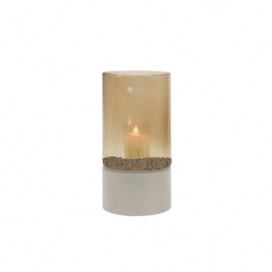 4011 - Sokkel tafelmodel Metaal Ivoor incl. windlicht Topaz - ⌀13.5 x 25.5 cm (1)