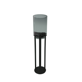4026 - Sokkel Metaal Rond Zwart  incl. windlicht Rookglas - ⌀13.5 x 30 cm (2)