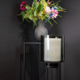 4019 - Sokkel Metaal Rond Zwart  excl. windlicht - ⌀27.5 x 80 cm (1)