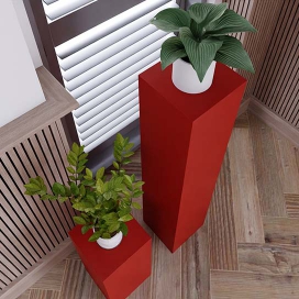 1007 - Rood Gelakte Zuil - MDF - 600 x 600 x 1200 mm (2)