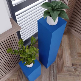 1009 - Blauw Gelakte Zuil - MDF - 350 x 350 x 1000 mm (2)