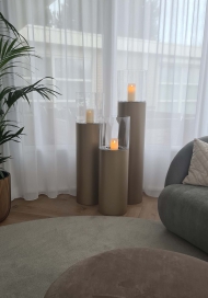 4015 - OP=OP  Sokkel Metaal Rond Goud  excl. windlichten - ⌀27.5 x 80 cm (2)