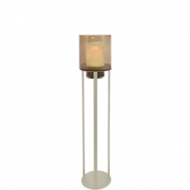 4031 - Sokkel Metaal Rond Ivoor  excl. windlicht - ⌀27.5 x 120 cm (2)