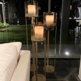 4018 - Sokkel Metaal Rond Goud  excl. windlicht - ⌀27.5 x 120 cm (1)