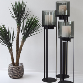 4019 - Sokkel Metaal Rond Zwart  excl. windlicht - ⌀27.5 x 80 cm (3)