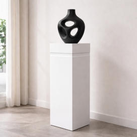 Witte design sokkel met kraag - Vochtwerend MDF - eenvoudig online op maat en op kleur te bestellen