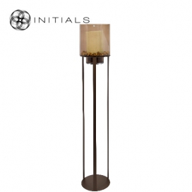 4030 - Sokkel Metaal Rond Metallic Bruin  excl. windlicht - ⌀27.5 x 120 cm (2)