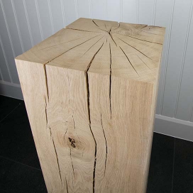 2008 - Eikenhout Zuil    Massief Eiken Boomstam - Eiken - 290 x 290 x 900 mm (2)